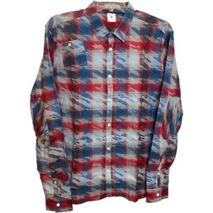 Marc Ecko Men Button Down Shirt Blue Red XL